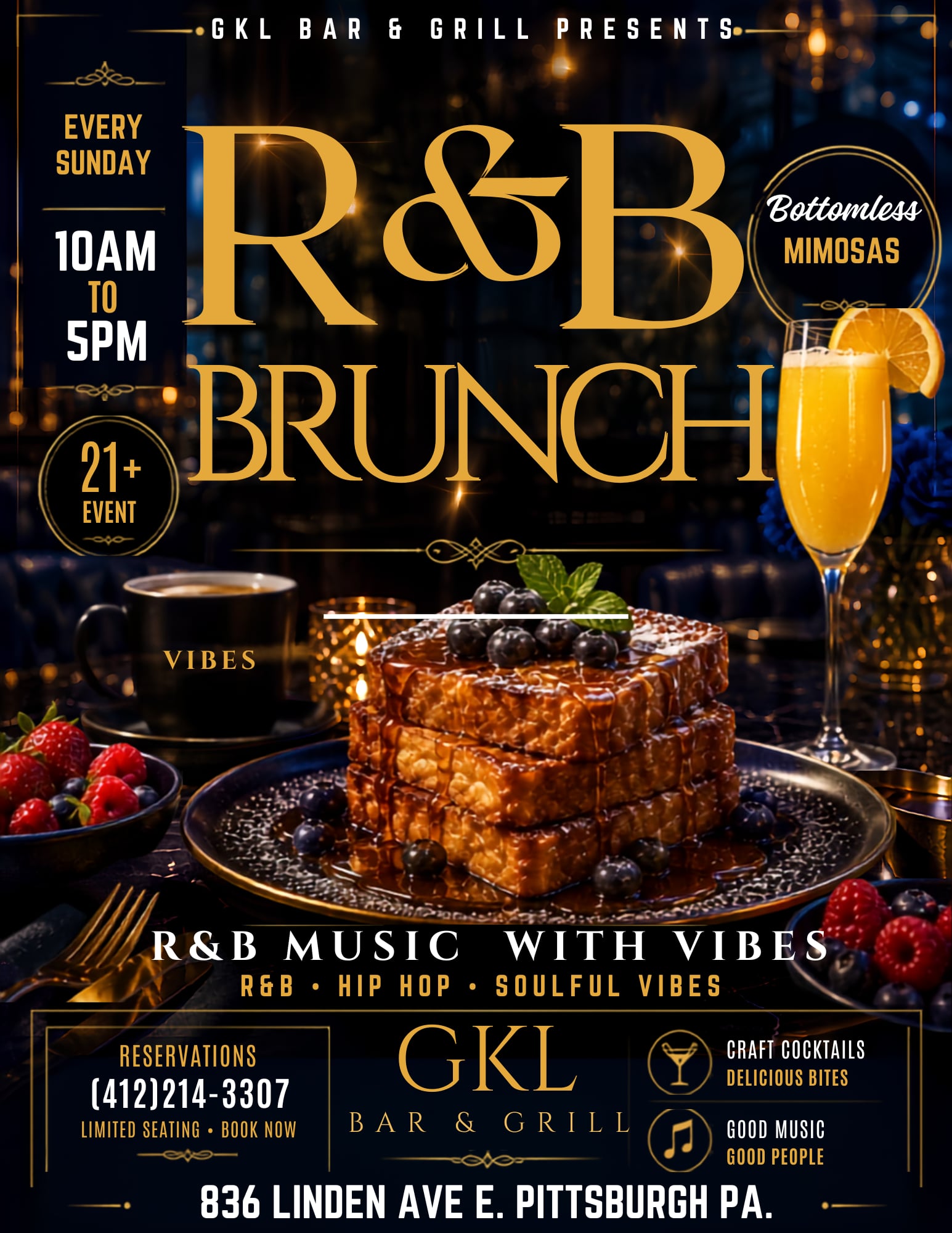 R&B Brunch every Sunday 10 AM to 5 PM at GKL Bar & Grill flyer