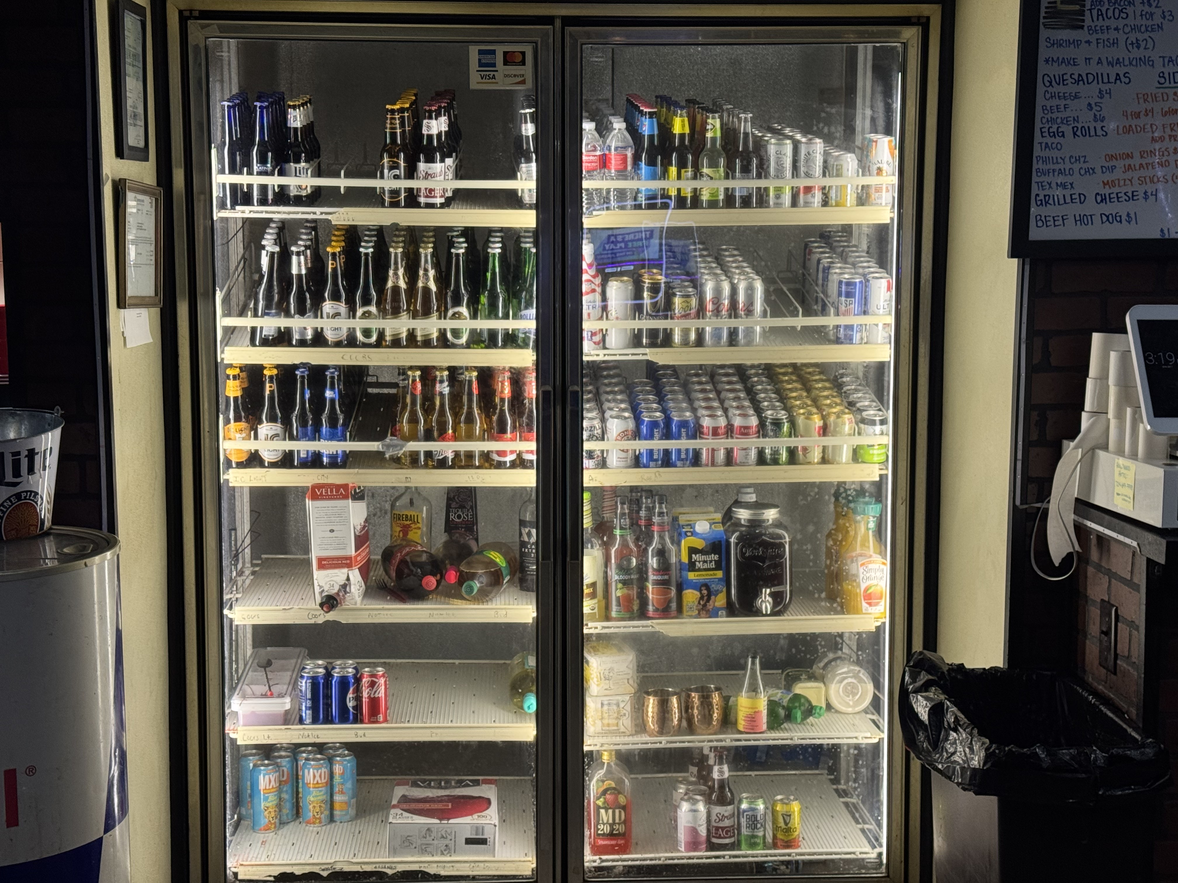 Beer and drink cooler stocked at GKL Bar & Grill