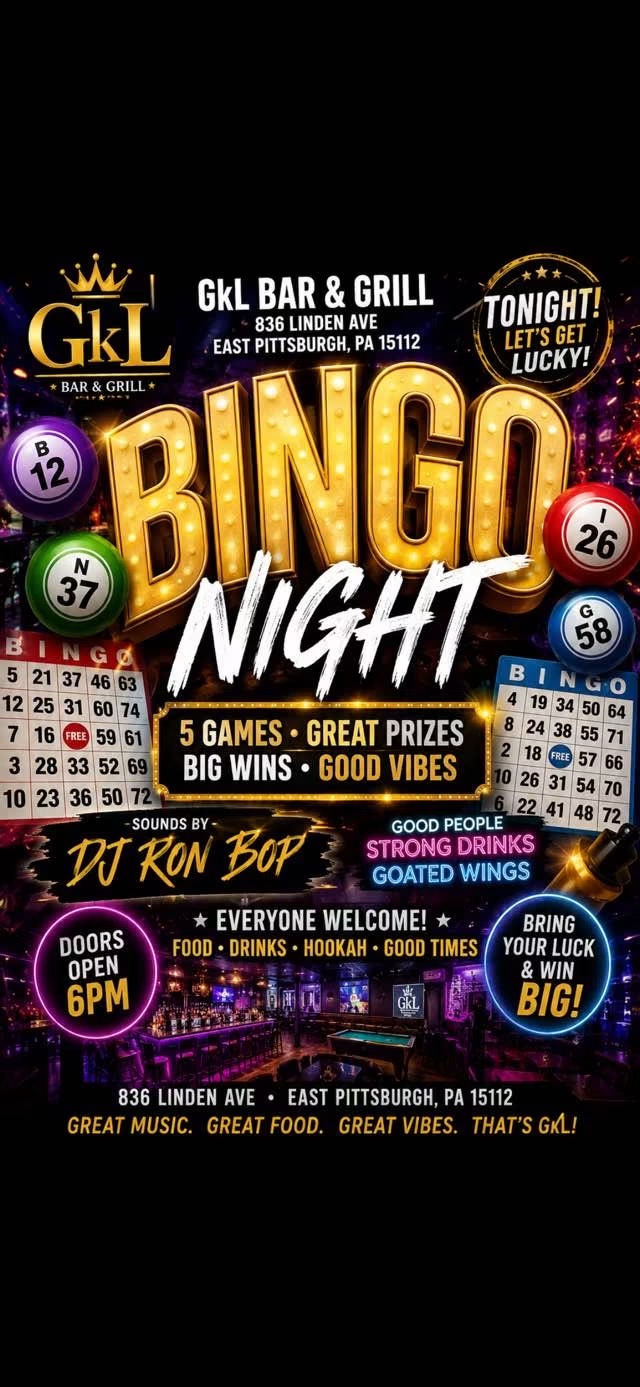 Bingo Night at GKL Bar & Grill with DJ Ron Bop flyer