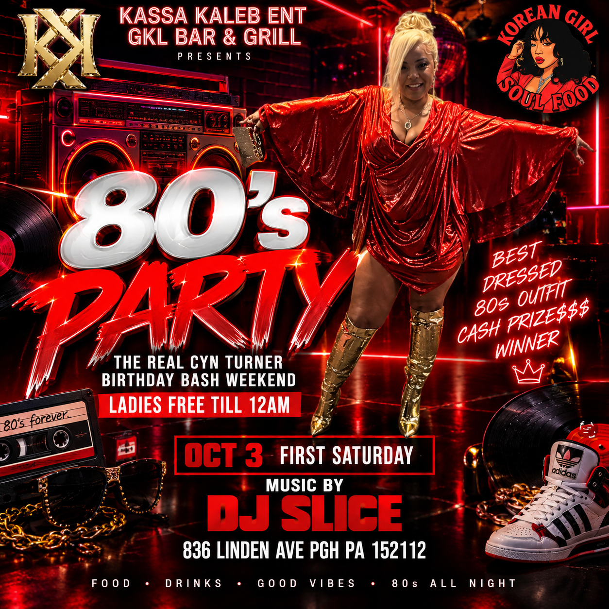 80's Party with DJ Slice on October 3 at GKL Bar & Grill flyer