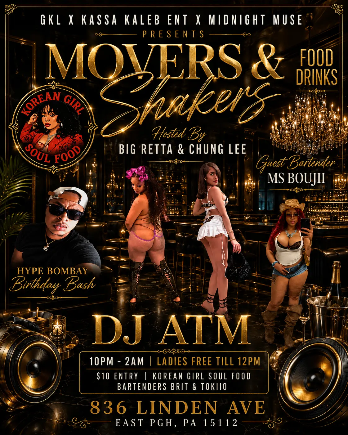 Movers & Shakers Saturday night party at GKL Bar & Grill flyer